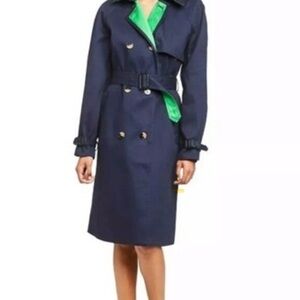 3.1 Phillip Lim for Target Navy Trench Coat XL Green Lining Belted Designer Coll